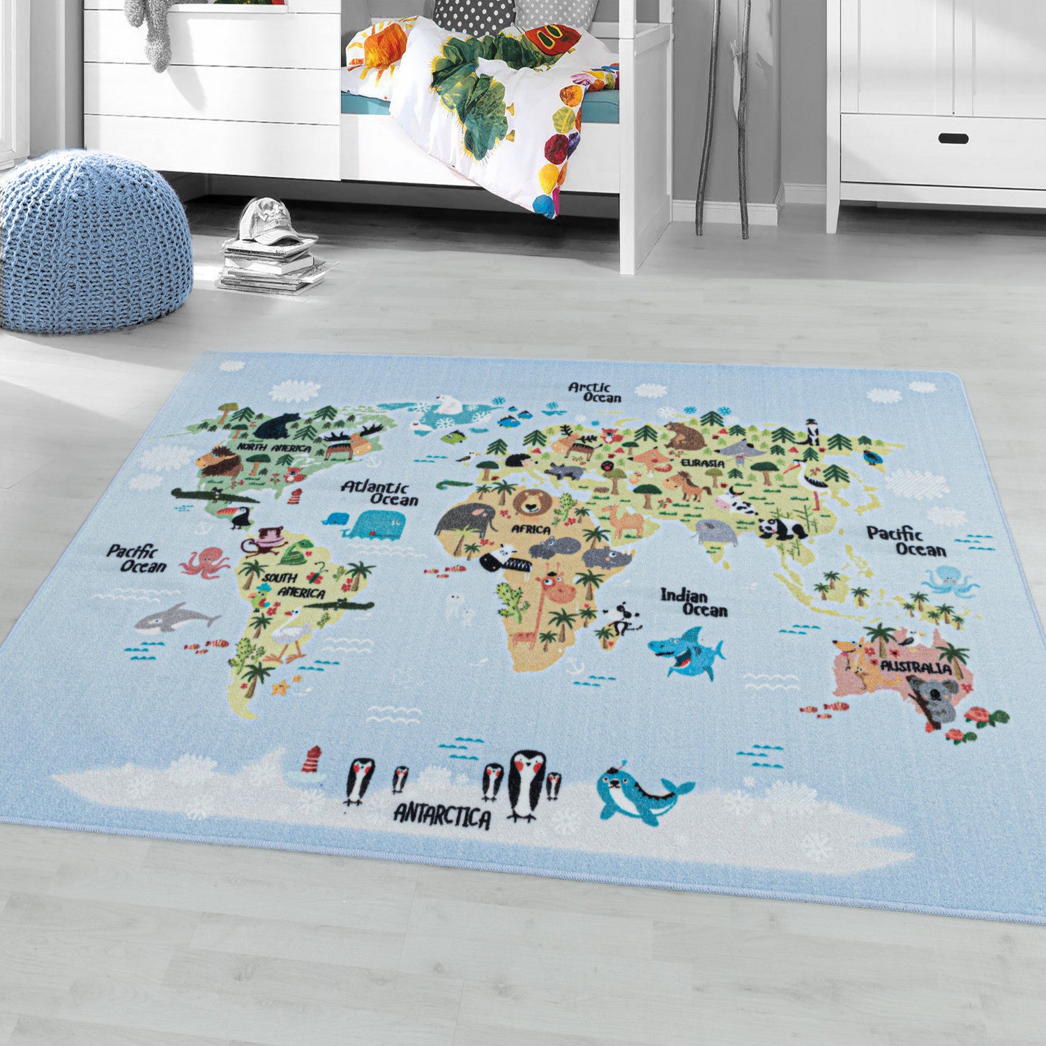 Tapis Enfant Lavable CARTE DU MONDE – STUDIO DECO