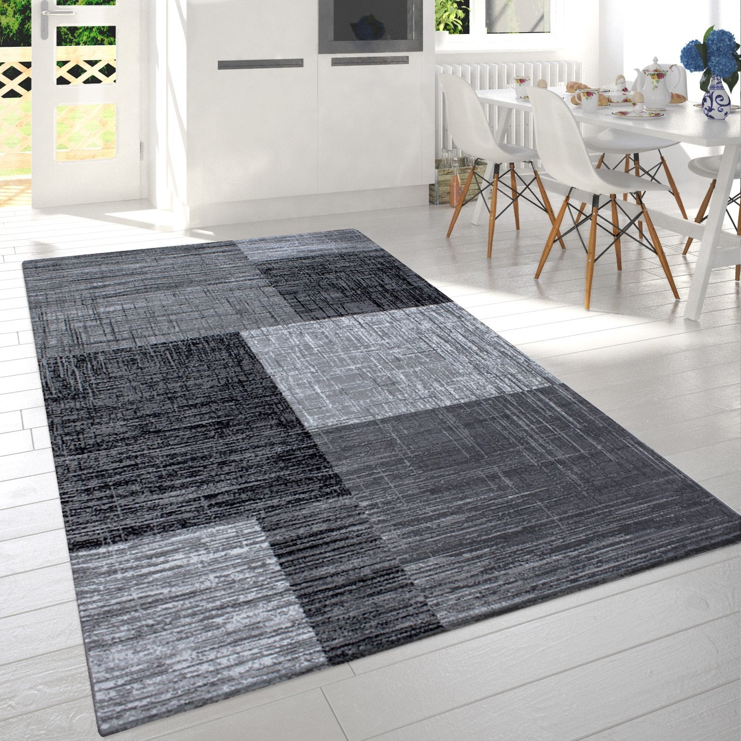 Tapis Géométrique à carreaux - Anthracite et Gris – STUDIO DECO