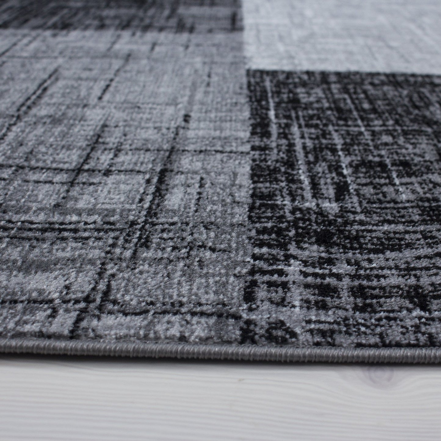 Tapis Géométrique à carreaux - Anthracite et Gris