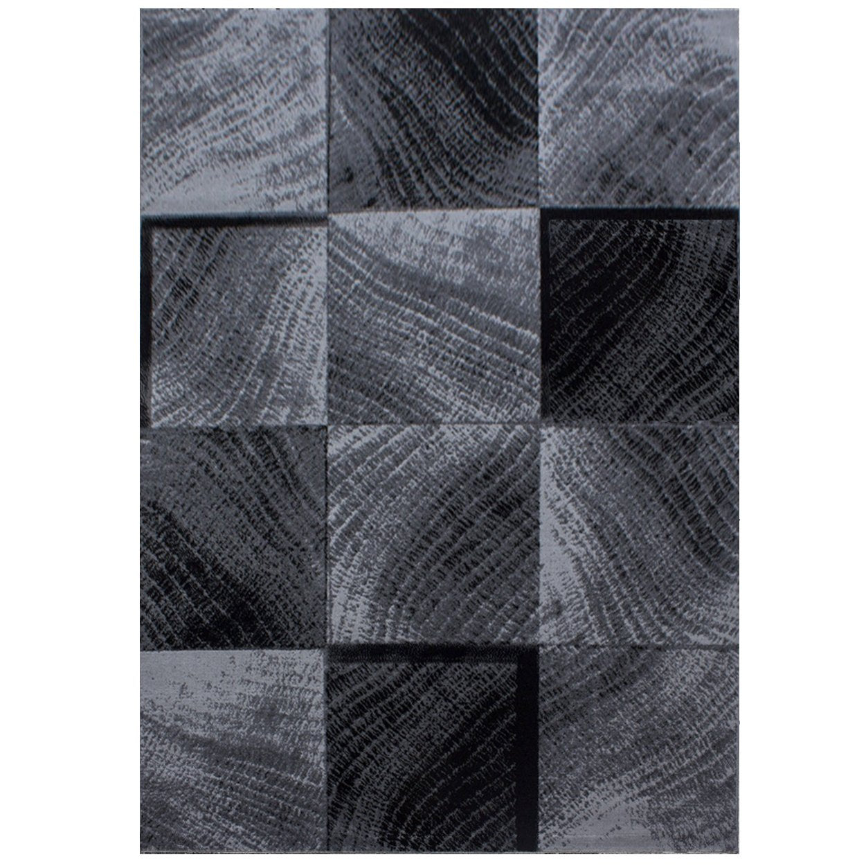 Tapis à motifs carreaux en damier - Noir et Gris