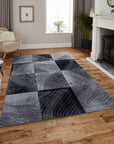 Tapis à motifs carreaux en damier - Noir et Gris – STUDIO DECO