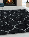 Tapis à poils longs motifs Alhambra - Noir – STUDIO DECO