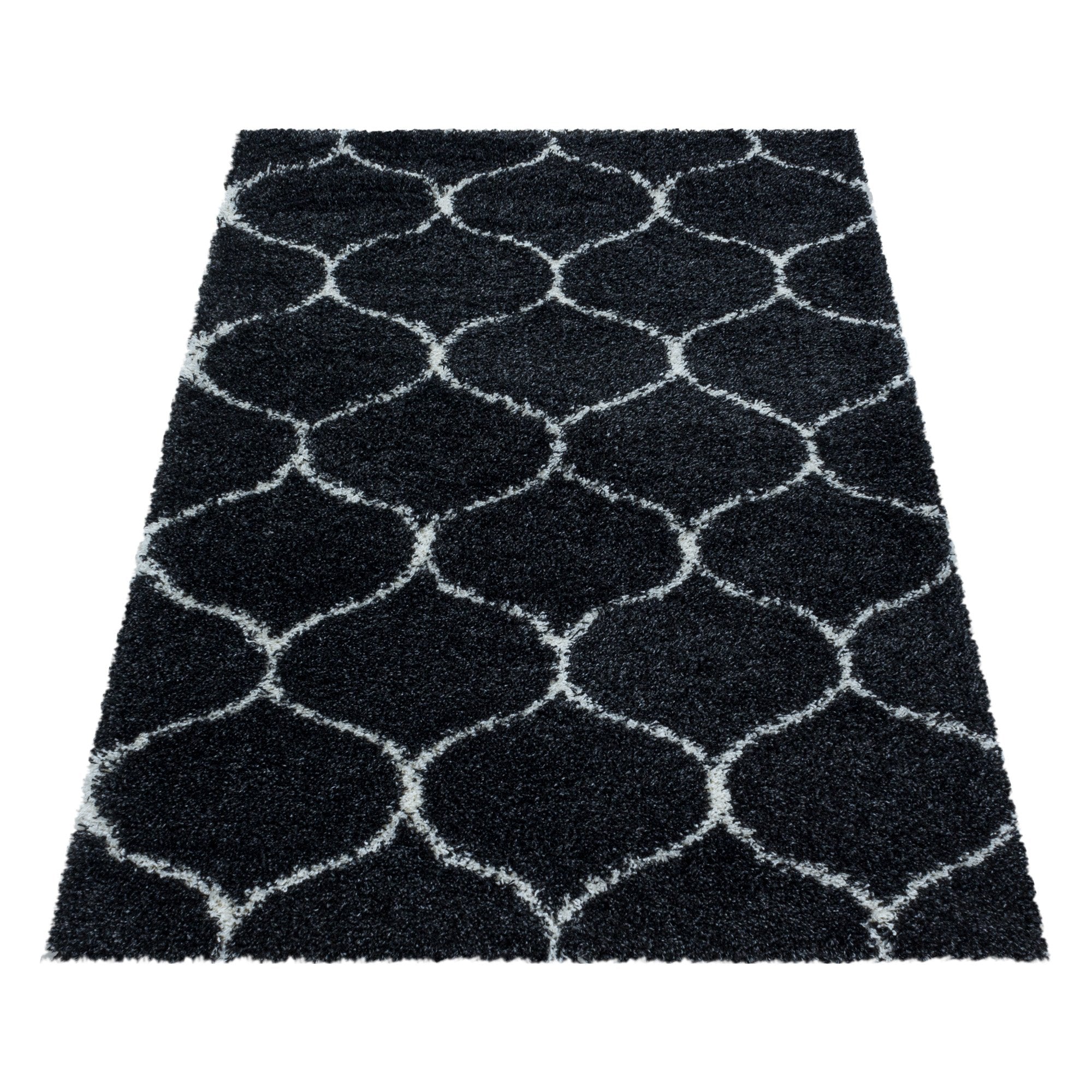 Tapis à poils longs motifs Alhambra - Noir – STUDIO DECO