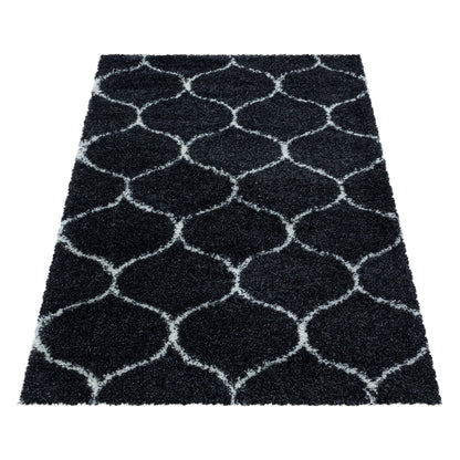 Tapis à poils longs et motifs Alhambra - Noir et Blanc