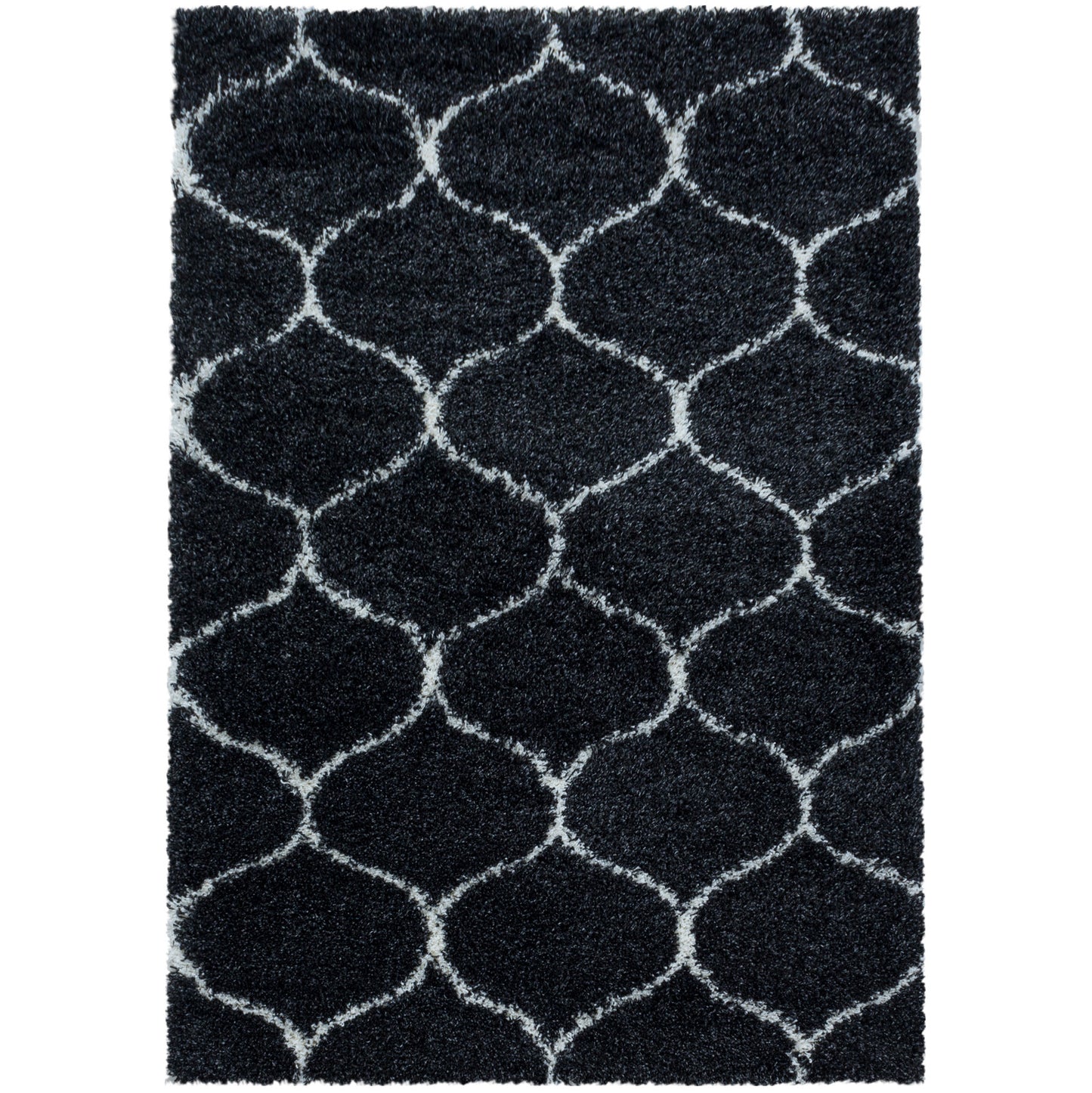 Tapis à poils longs et motifs Alhambra - Noir et Blanc