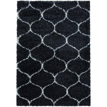 Tapis à poils longs et motifs Alhambra - Noir et Blanc