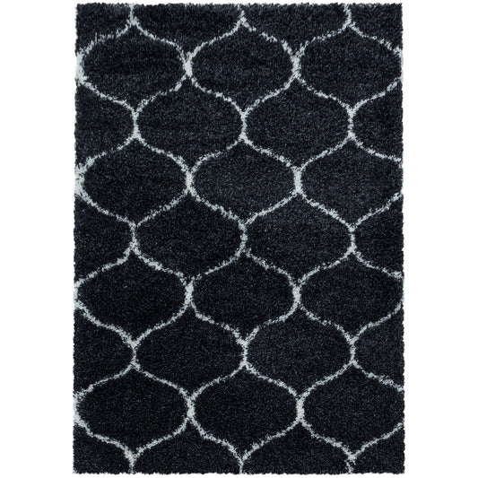 Tapis à poils longs et motifs Alhambra - Noir et Blanc