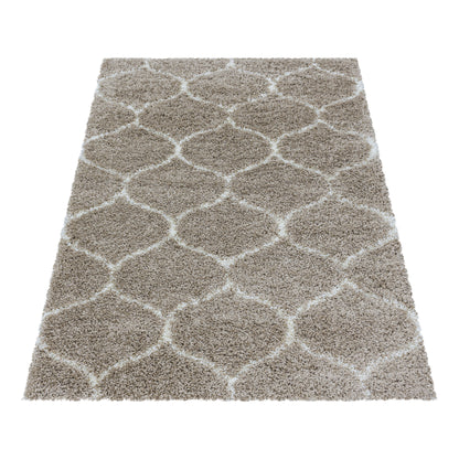 Tapis à poils longs et motifs Alhambra - Beige et Crème