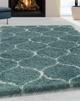 Tapis à poils longs motifs Alhambra - Turquoise – STUDIO DECO