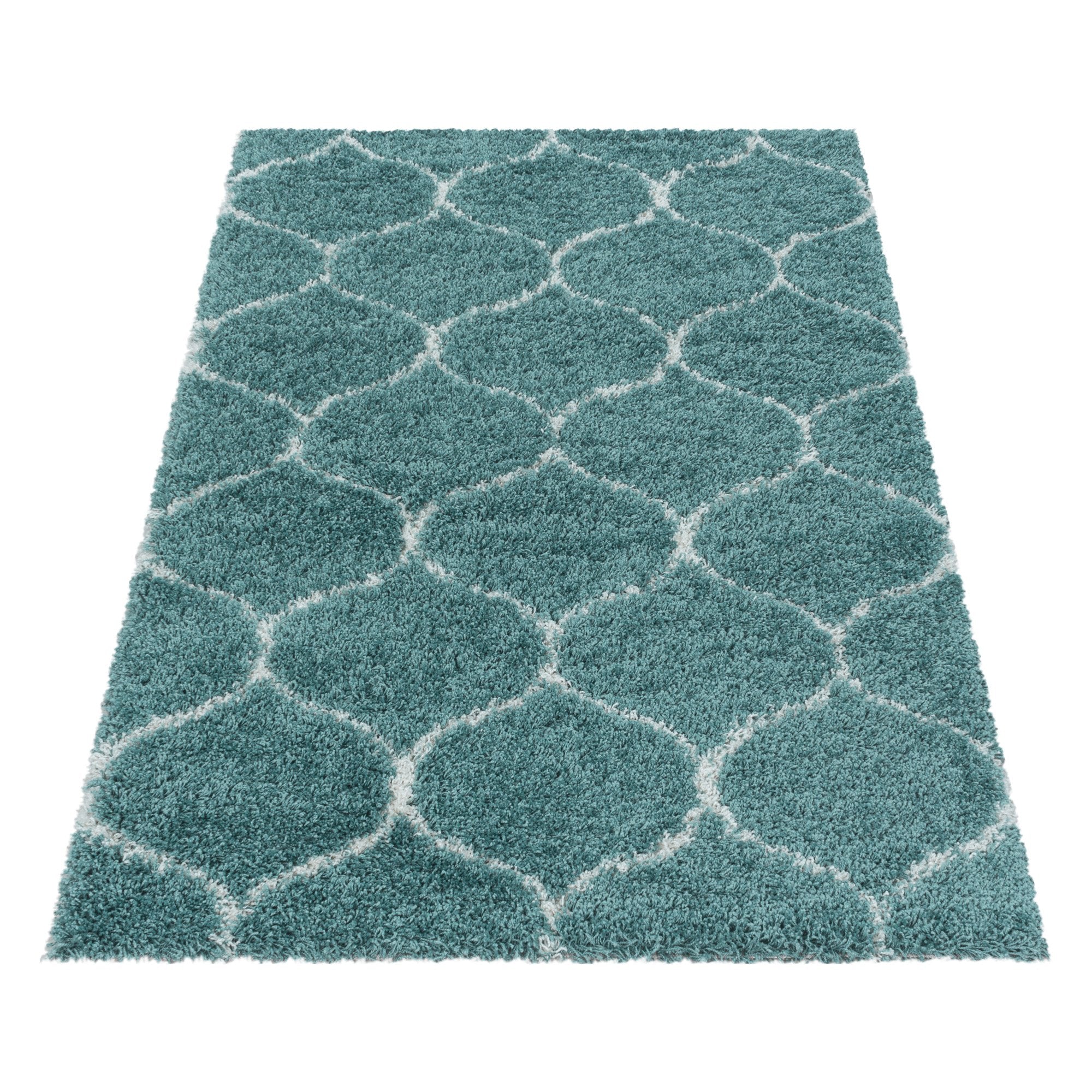 Tapis à poils longs motifs Alhambra - Turquoise – STUDIO DECO