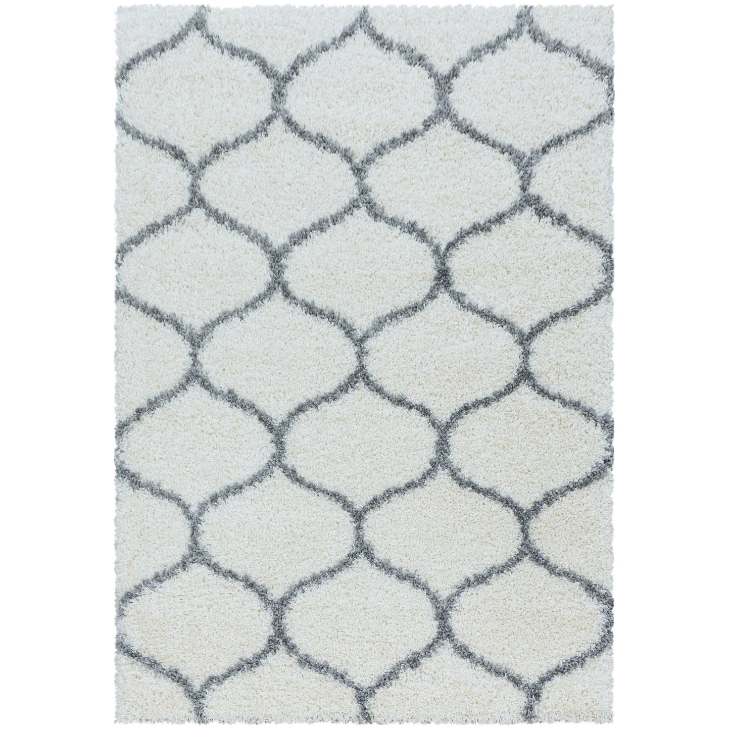 Tapis à poils longs et motifs Alhambra - Blanc et Gris