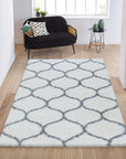 Tapis à poils longs motifs Alhambra - Blanc – STUDIO DECO