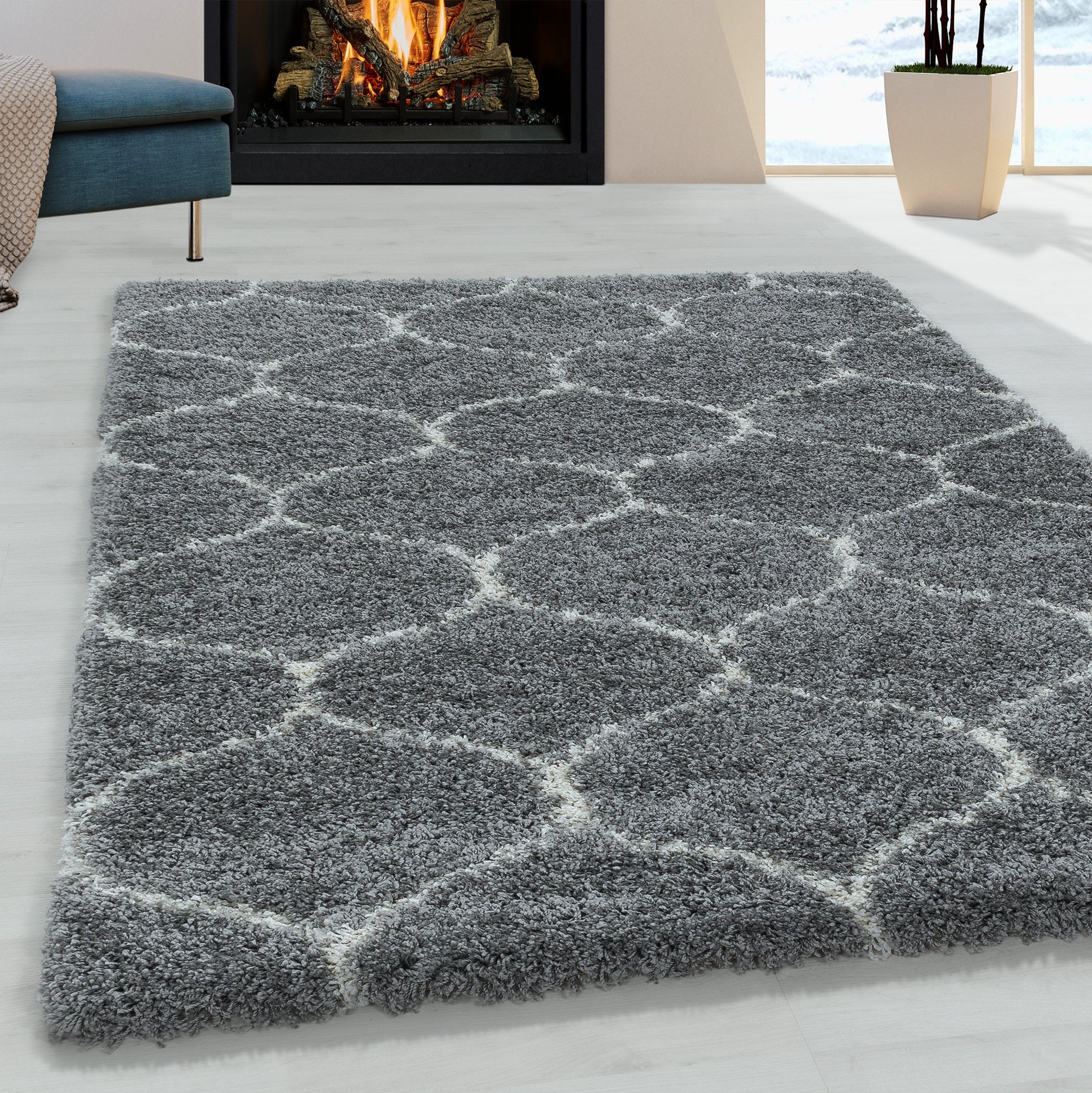 Tapis à poils longs motifs Alhambra - Gris – STUDIO DECO