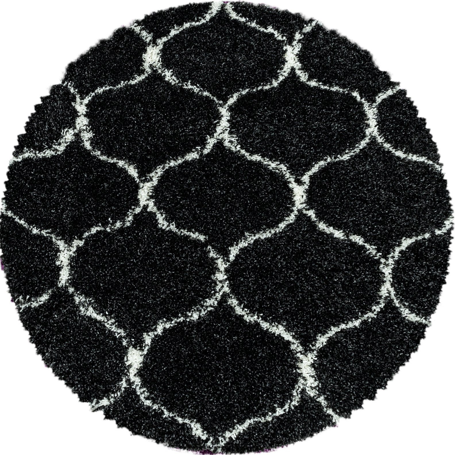 Tapis Rond à poils longs motifs Alhambra - Noir – STUDIO DECO