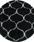Tapis Rond à poils longs motifs Alhambra - Noir – STUDIO DECO
