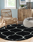 Tapis Rond à poils longs motifs Alhambra - Noir – STUDIO DECO