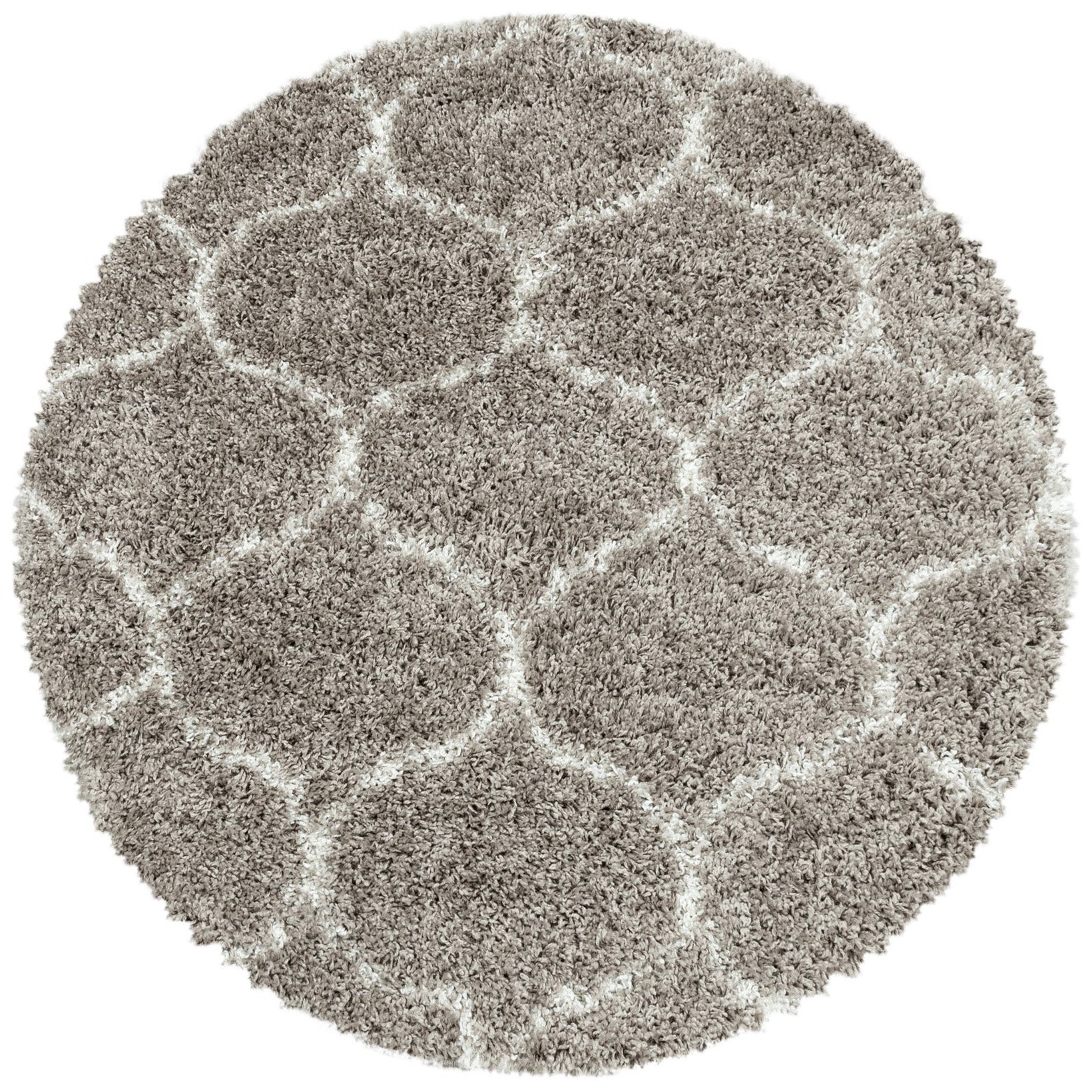 Tapis Rond à poils longs motifs Alhambra - Beige – STUDIO DECO