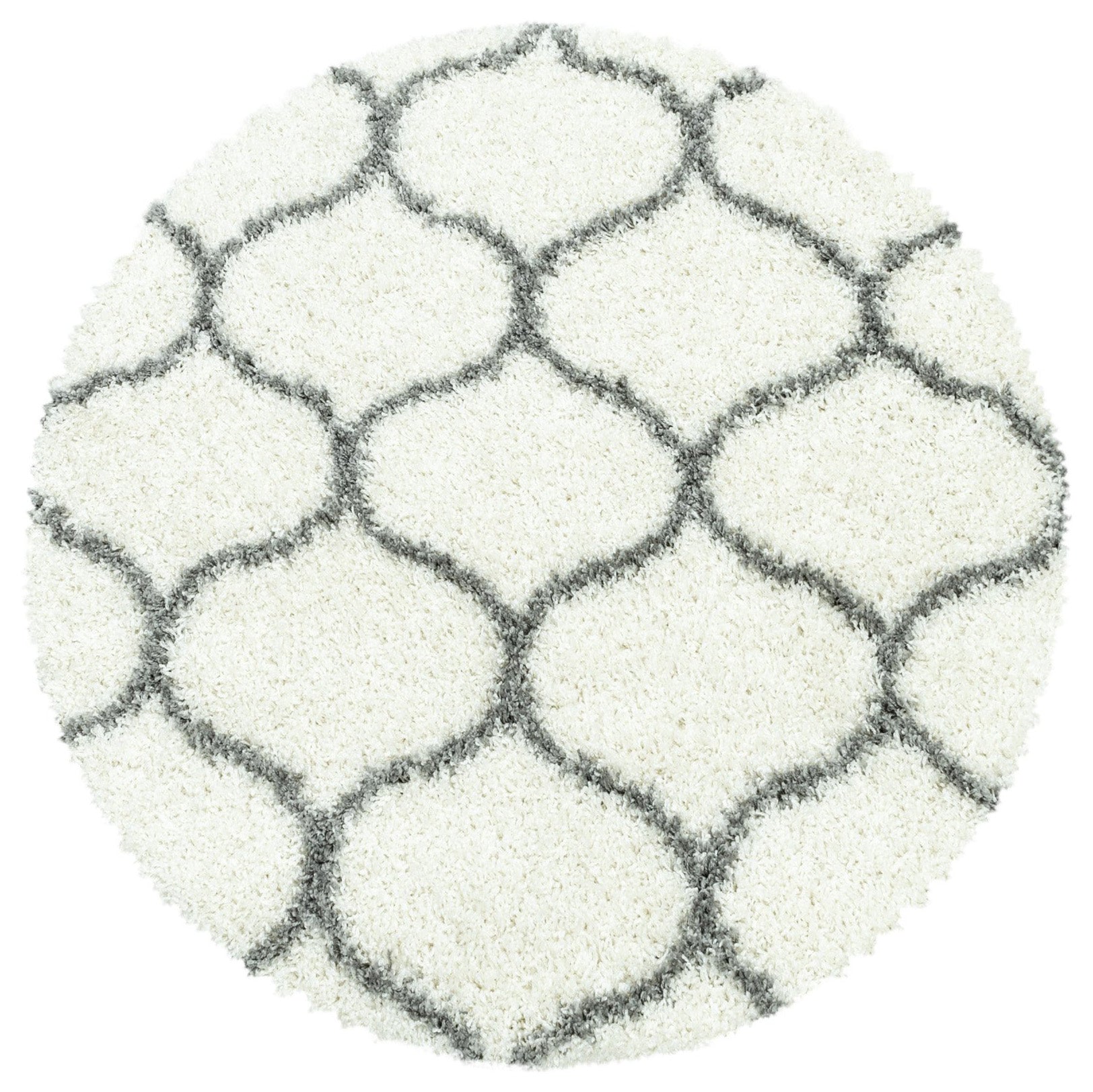 Tapis Rond à poils longs motifs Alhambra - Blanc – STUDIO DECO