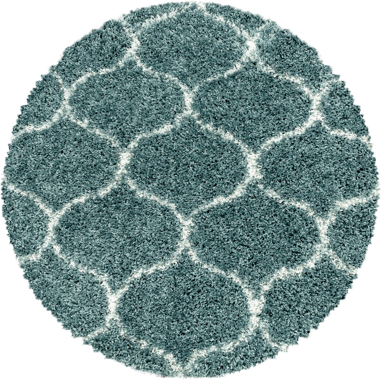 Tapis Rond à poils longs motifs Alhambra - Turquoise – STUDIO DECO