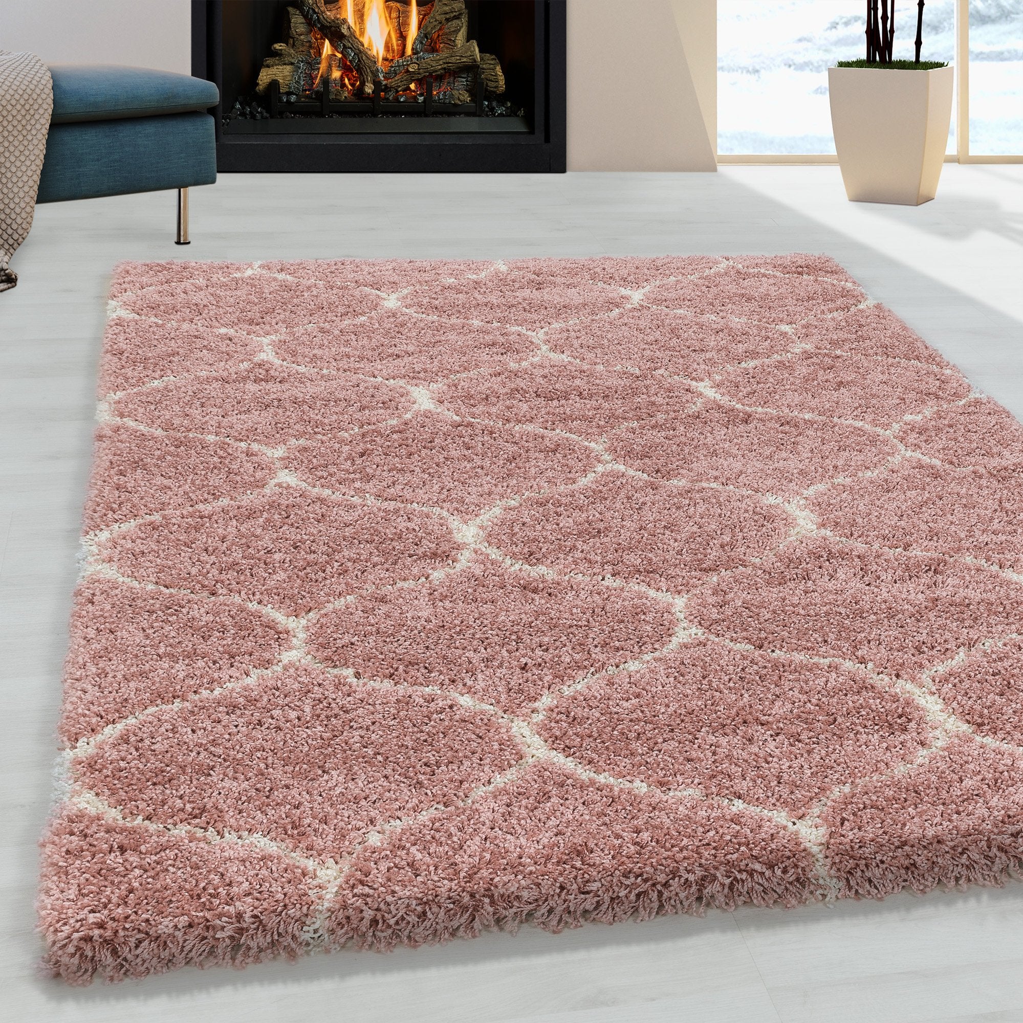 Tapis à poils longs motifs Alhambra - Rose – STUDIO DECO
