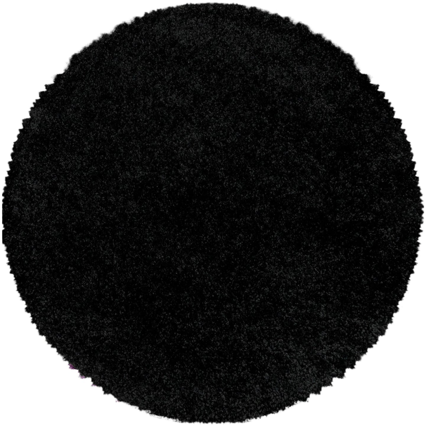 Tapis Rond à poils longs doux - Noir