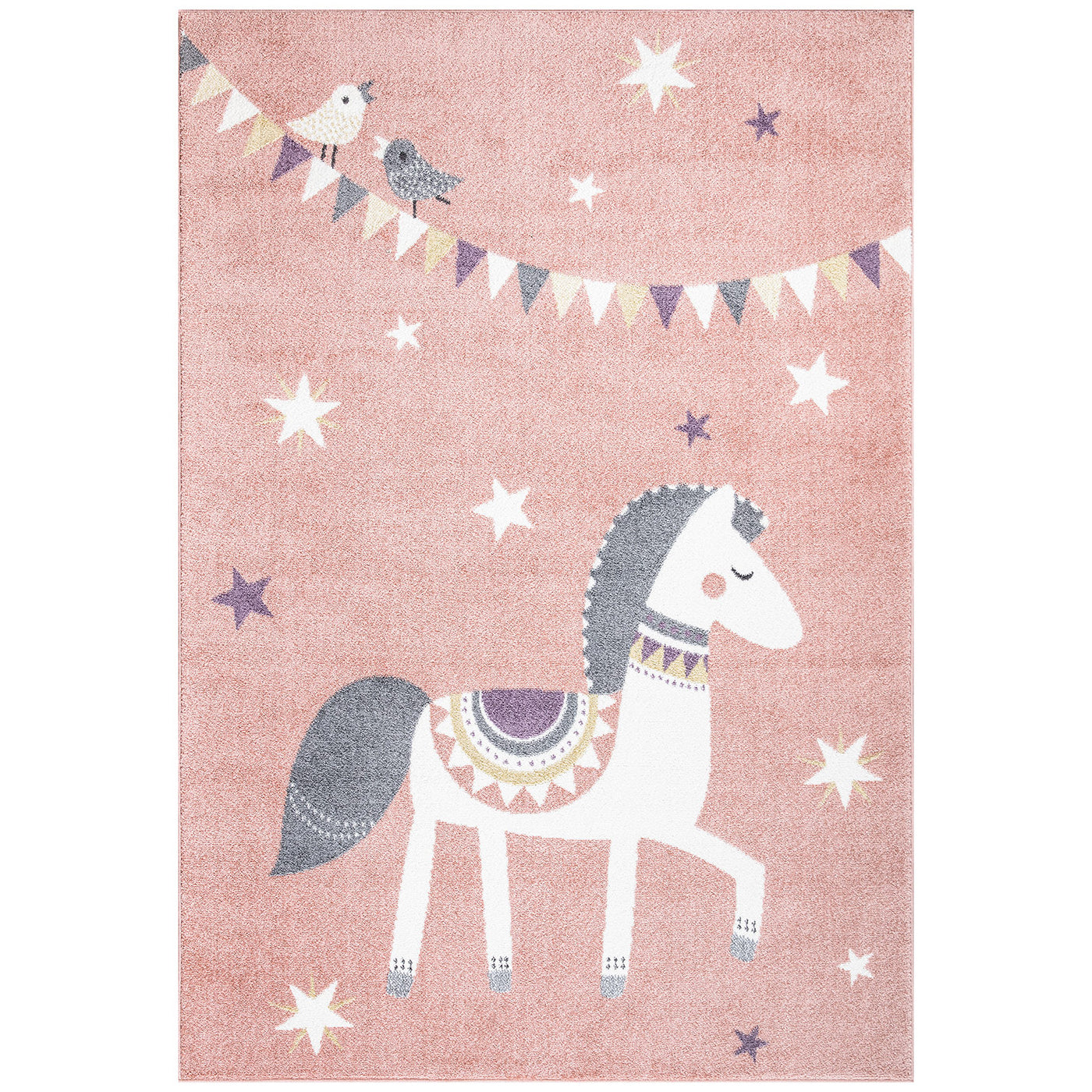 Tapis pour chambre d'enfant Cheval Rose et Blanc – STUDIO DECO