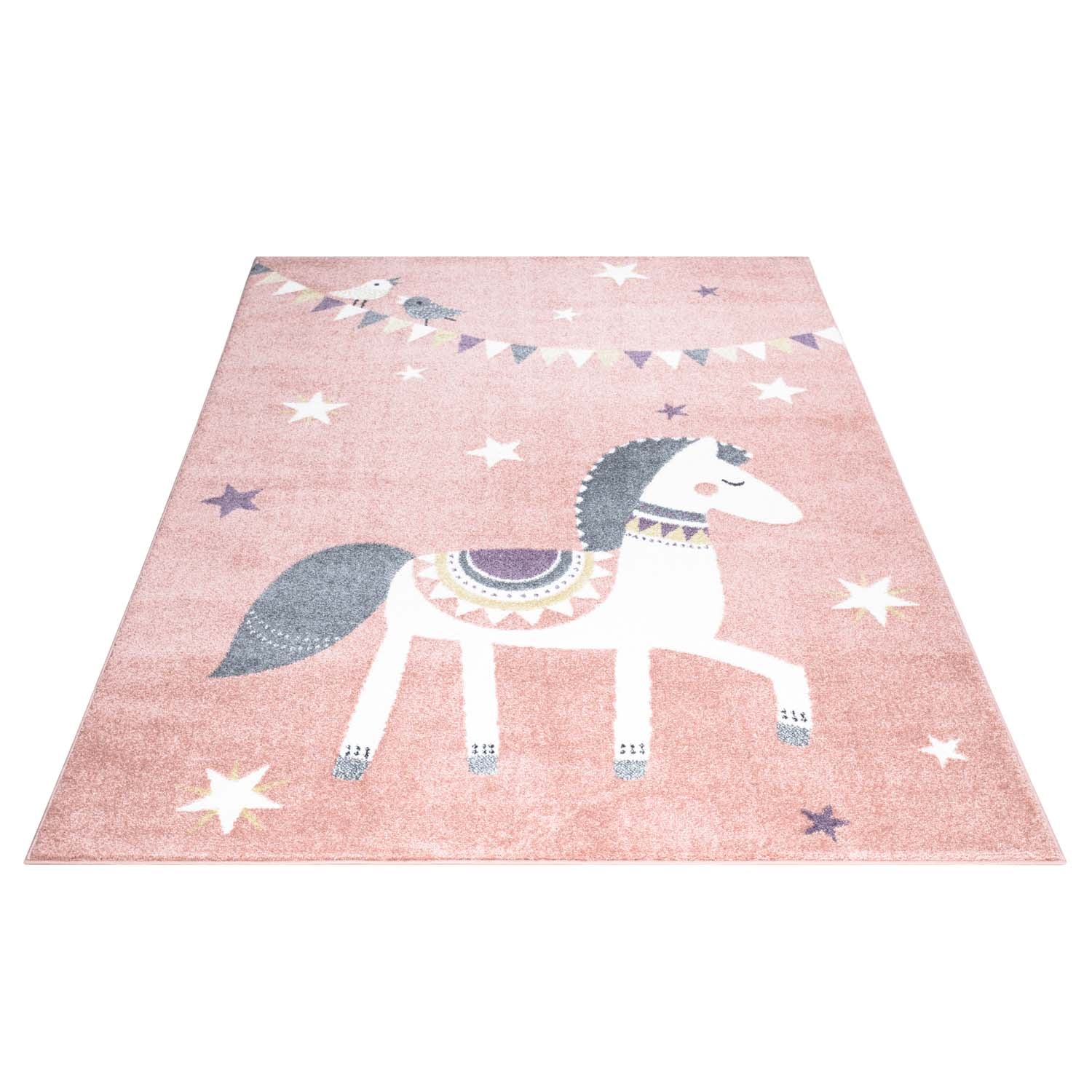 Tapis pour chambre d'enfant Cheval Rose et Blanc – STUDIO DECO