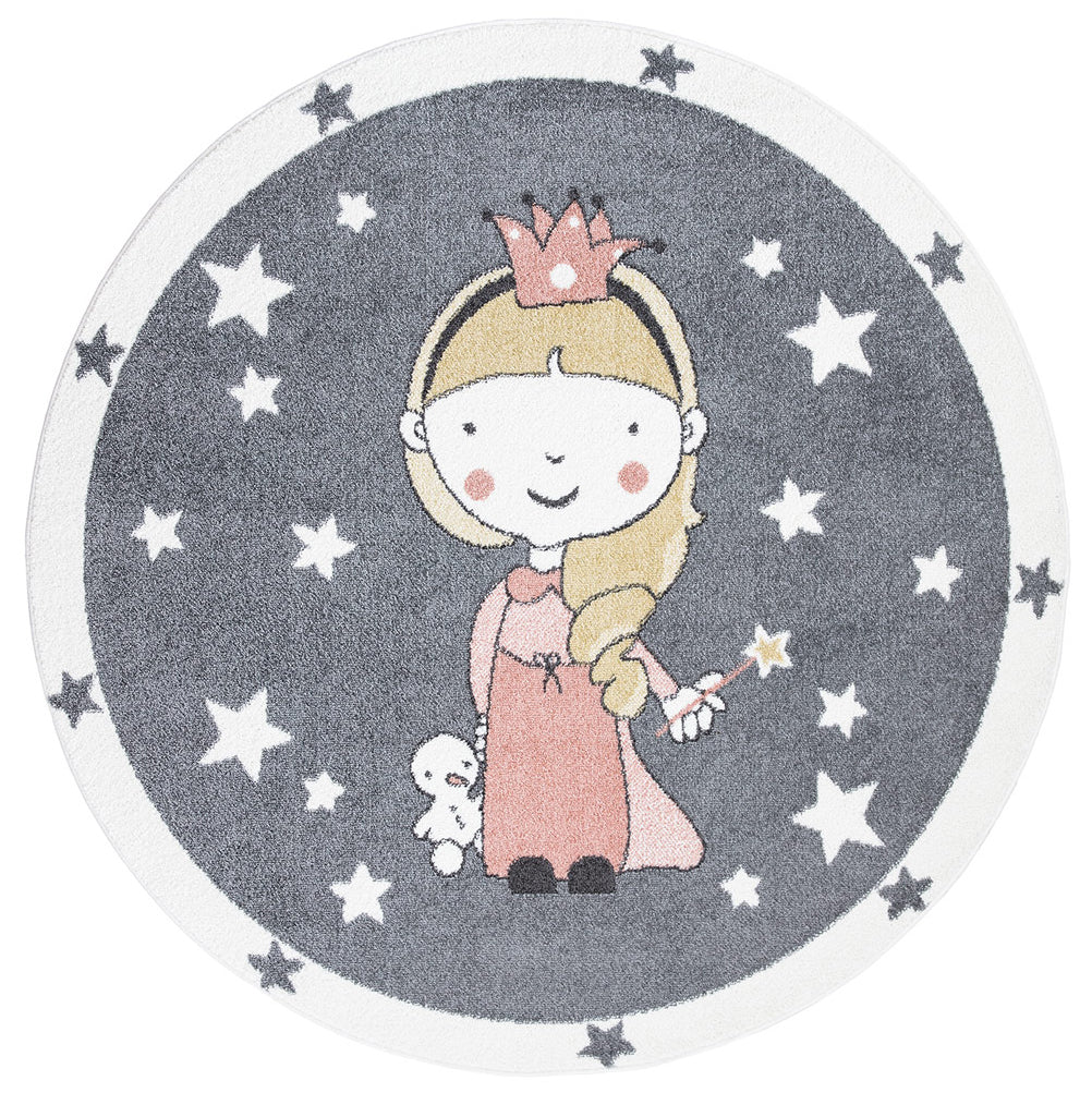 Tapis Rond pour chambre d'enfant Gris et Bordures Blanches – STUDIO DECO
