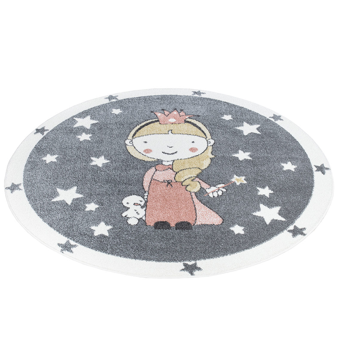 Tapis Rond pour chambre d'enfant Gris et Bordures Blanches – STUDIO DECO
