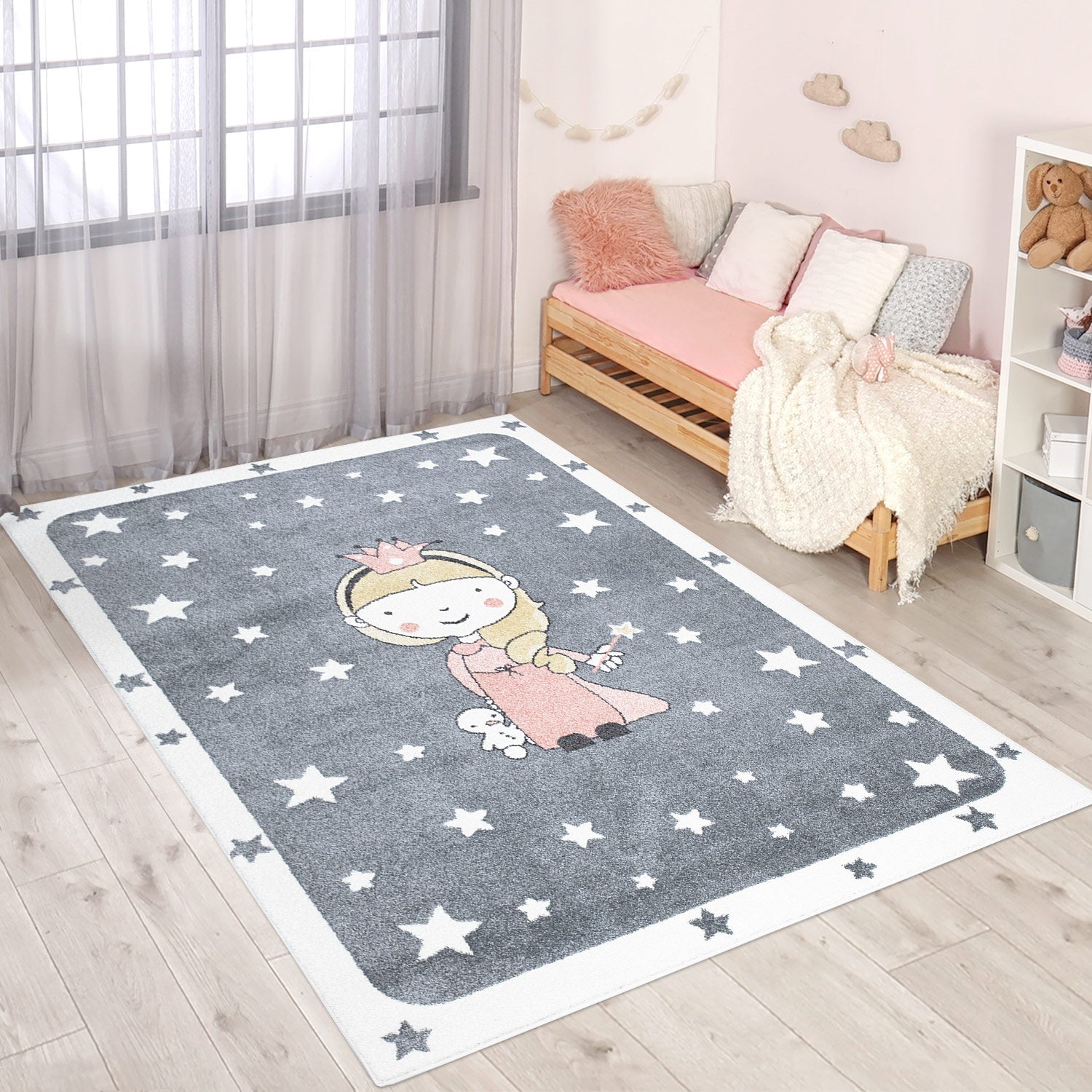 Tapis pour chambre d'enfant Gris et Bordures Blanches – STUDIO DECO
