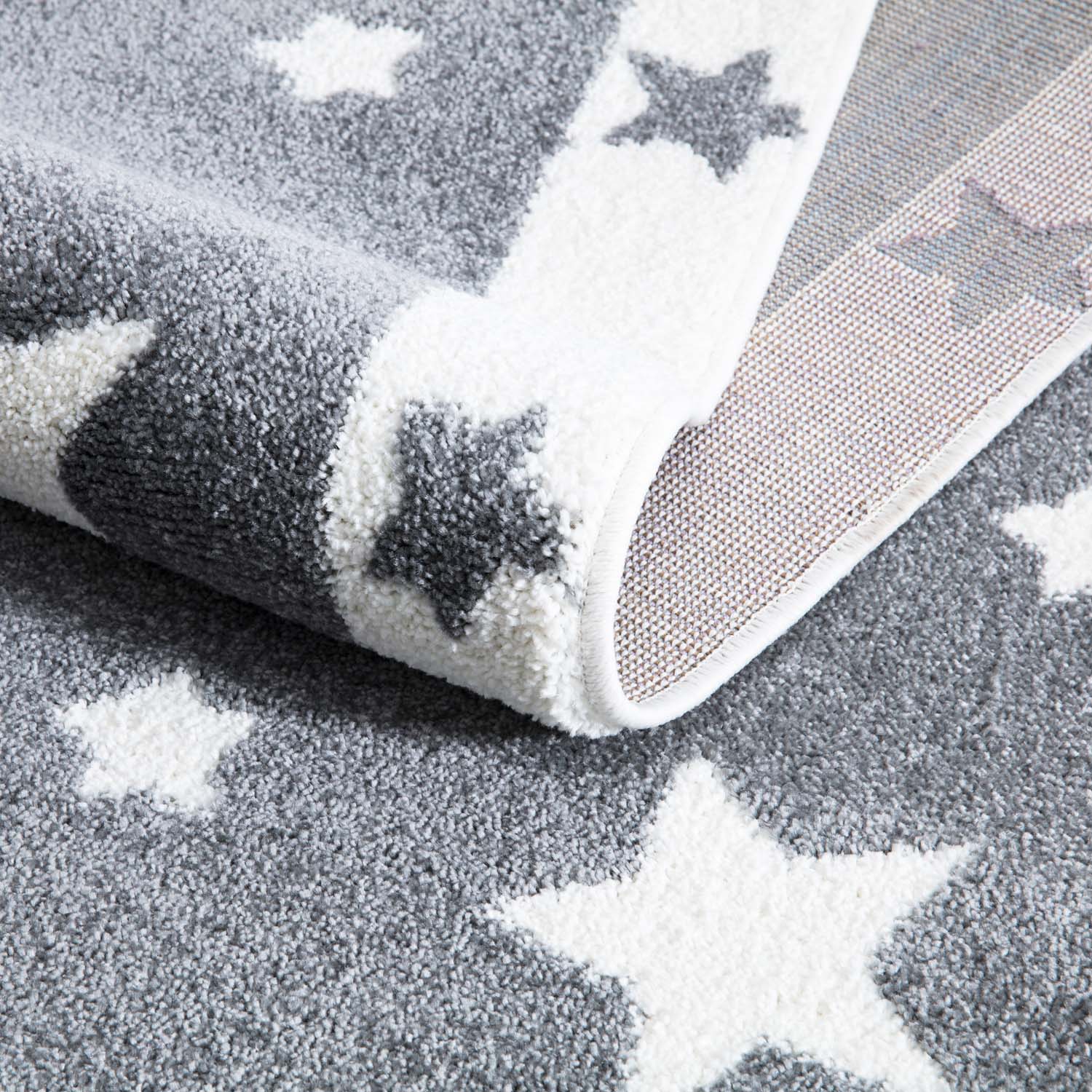 Tapis Rond pour chambre d'enfant Gris et Bordures Blanches – STUDIO DECO