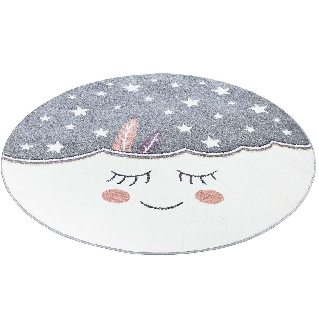 Tapis Rond pour chambre d'enfant Nuage Mignon Gris et Blanc – STUDIO DECO