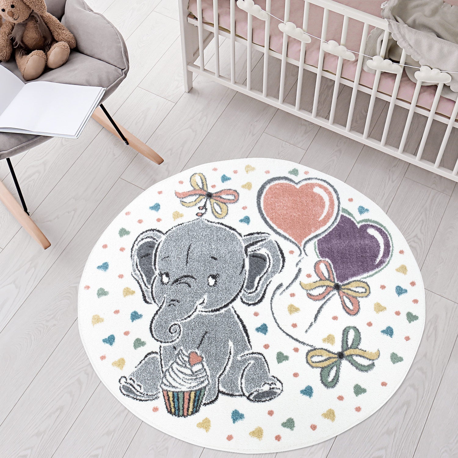 Tapis Rond pour chambre d'enfant Elephant Mignon – STUDIO DECO