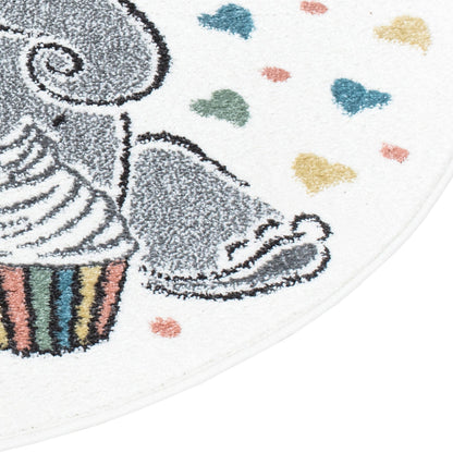 Tapis Rond pour chambre d'enfant Elephant Mignon