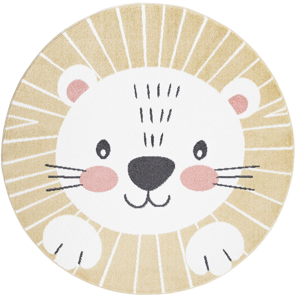 Tapis Rond pour chambre d'enfant Lion Jaune et Blanc – STUDIO DECO