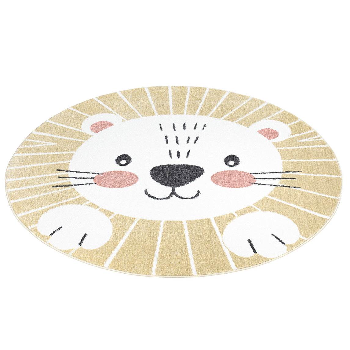 Tapis Rond pour chambre d'enfant Lion Jaune et Blanc – STUDIO DECO