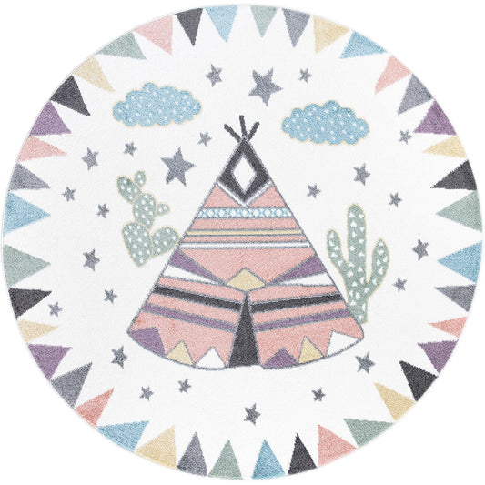 Tapis Rond pour chambre d'enfant TIPI Multicolore