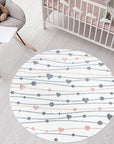 Tapis Rond pour chambre d'enfant Blanc Guirlandes Rose et Gris – STUDIO DECO