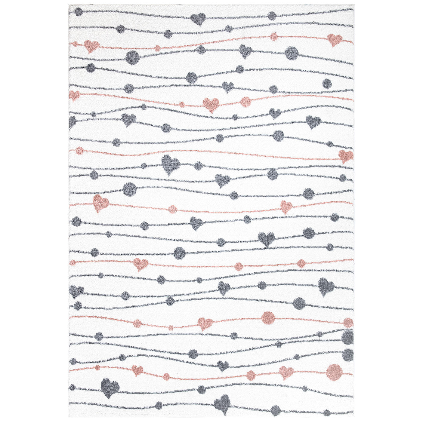 Tapis pour chambre d'enfant Blanc Guirlandes Rose et Gris – STUDIO DECO