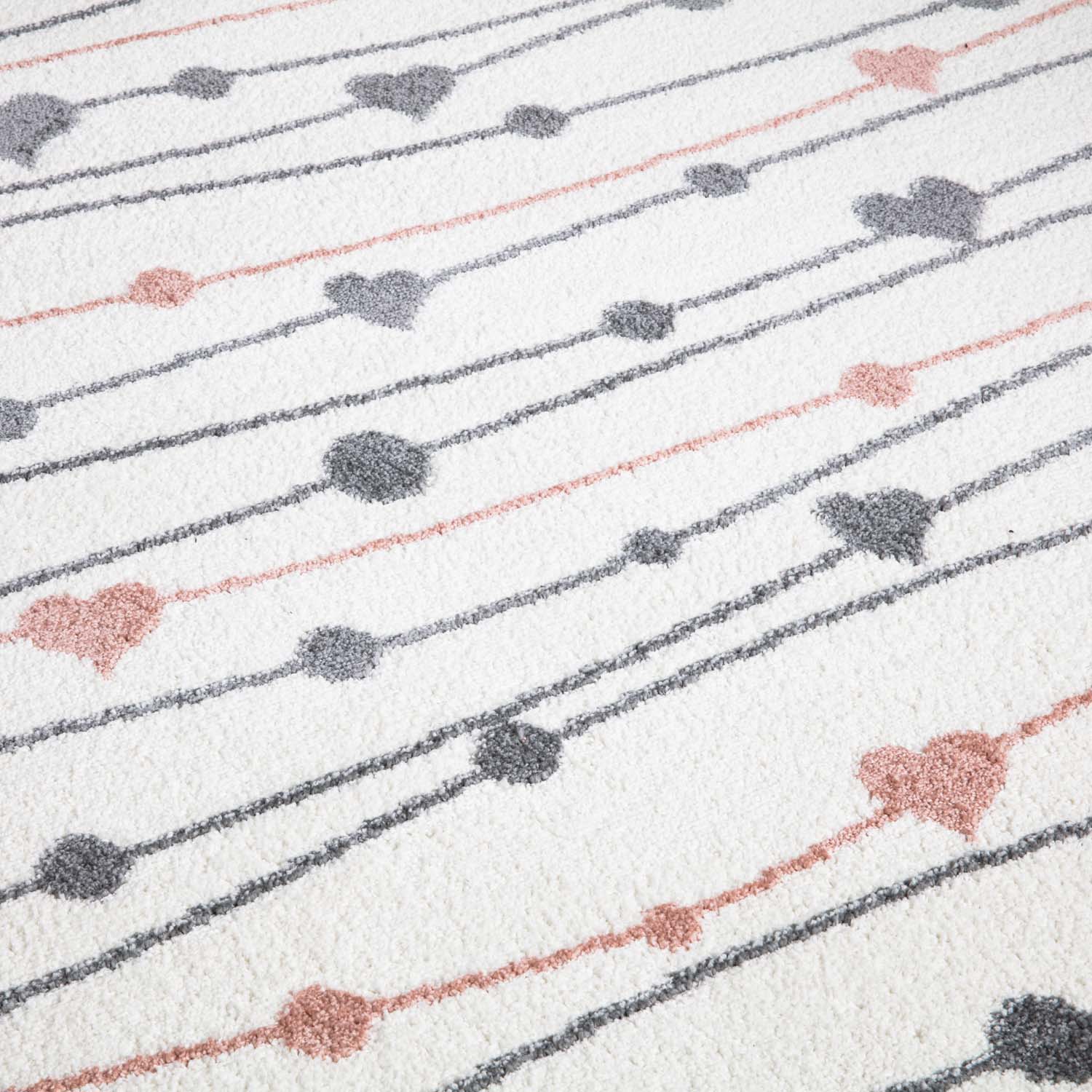 Tapis pour chambre d'enfant Blanc Guirlandes Rose et Gris – STUDIO DECO