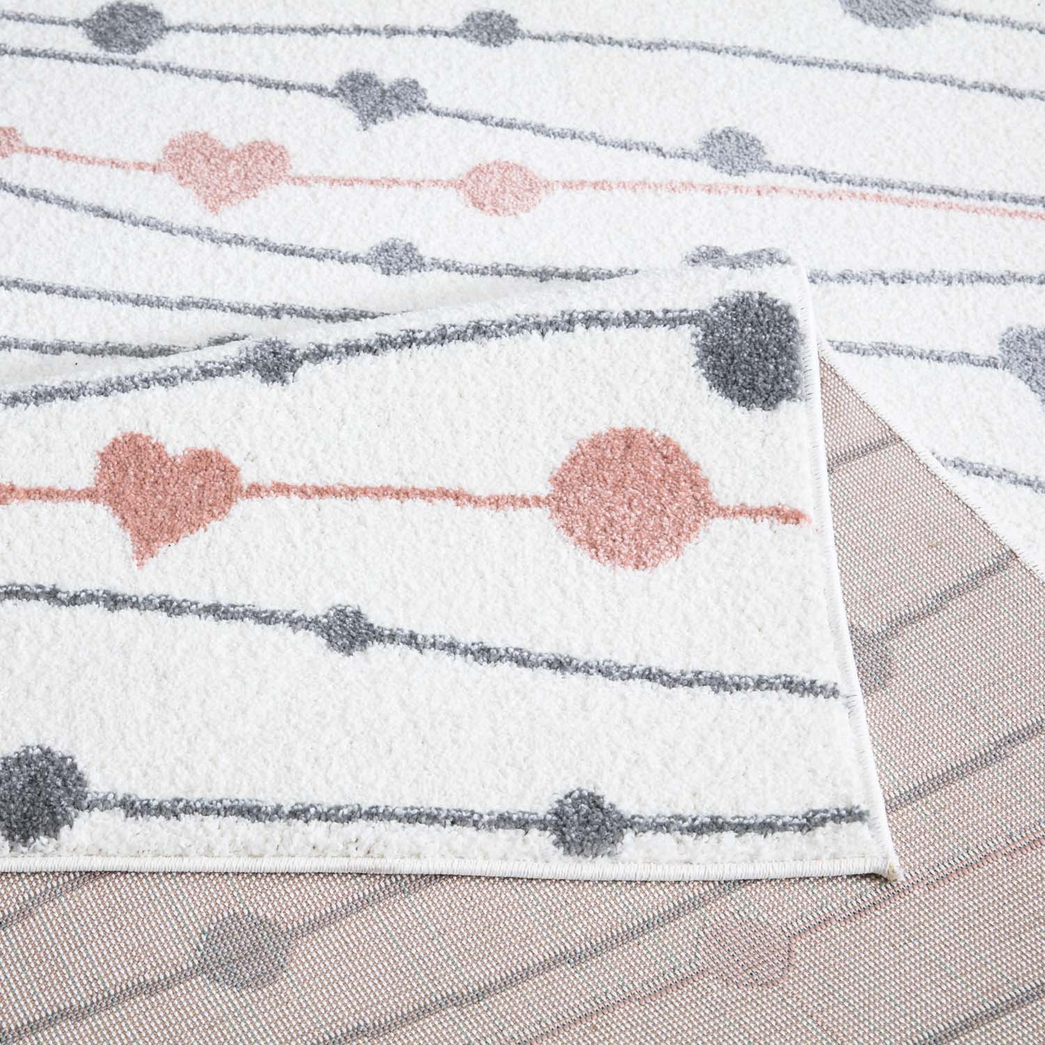 Tapis pour chambre d'enfant Blanc Guirlandes Rose et Gris – STUDIO DECO