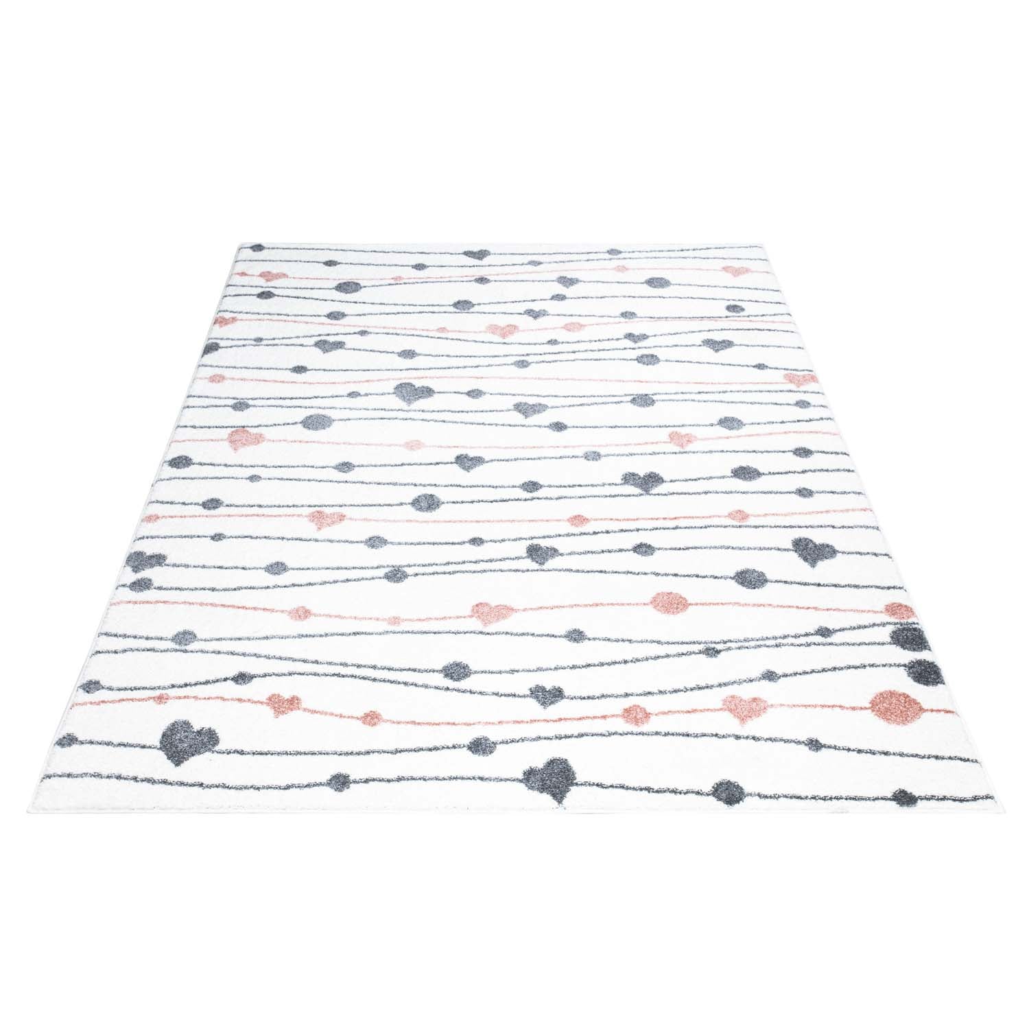 Tapis pour chambre d'enfant Blanc Guirlandes Rose et Gris – STUDIO DECO