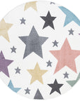 Tapis Rond pour chambre d'enfant Blanc Etoiles Multicolores – STUDIO DECO