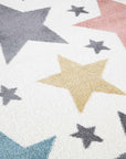 Tapis Rond pour chambre d'enfant Blanc Etoiles Multicolores – STUDIO DECO