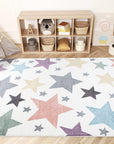 Tapis pour chambre d'enfant Blanc Etoiles Multicolores – STUDIO DECO