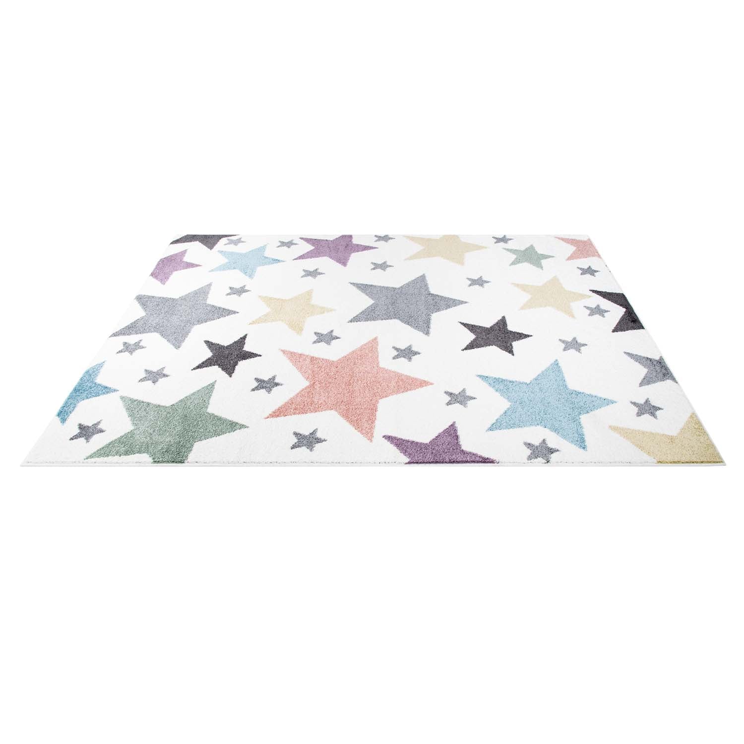 Tapis pour chambre d'enfant Blanc Etoiles Multicolores – STUDIO DECO