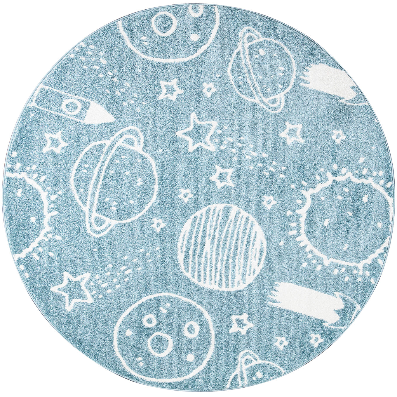 Tapis Rond pour chambre d'enfant Astronaute Bleu et Blanc – STUDIO DECO
