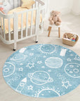 Tapis Rond pour chambre d'enfant Astronaute Bleu et Blanc – STUDIO DECO
