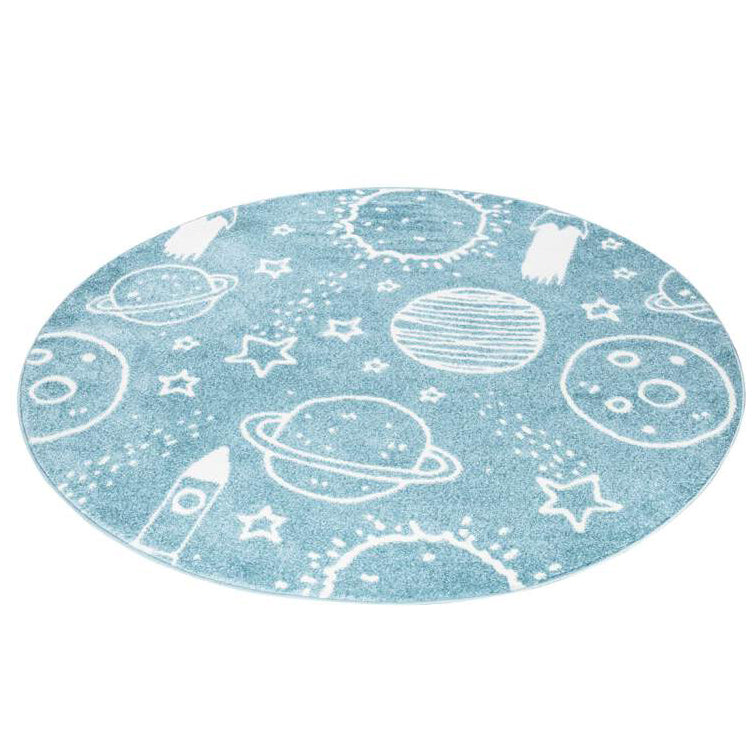 Tapis Rond pour chambre d'enfant Astronaute Bleu et Blanc