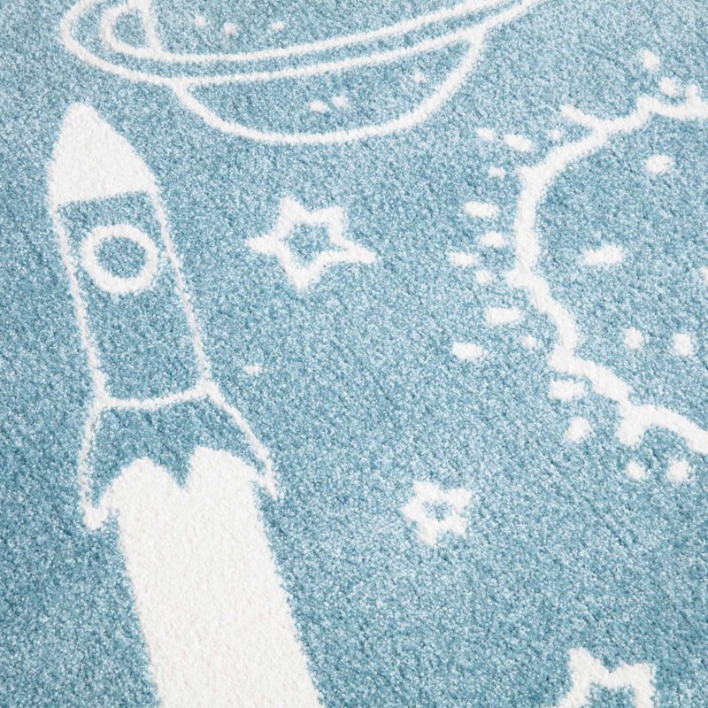 Tapis Rond pour chambre d'enfant Astronaute Bleu et Blanc